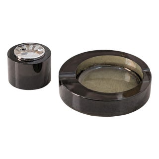 Smoking Set Ashtray Murano Glass Lighter in the style of Fontana Arte, Italy, 1970s For Sale