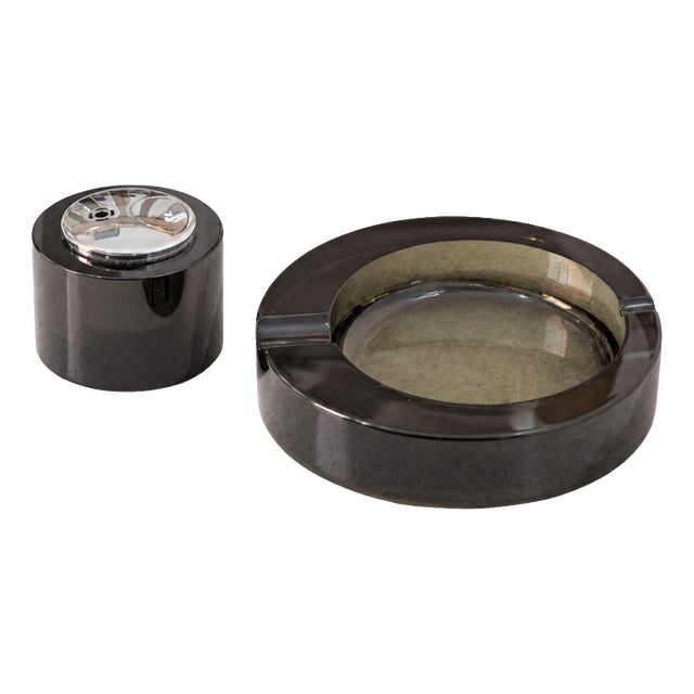 Smoking Set Ashtray Murano Glass Lighter in the style of Fontana Arte, Italy, 1970s For Sale