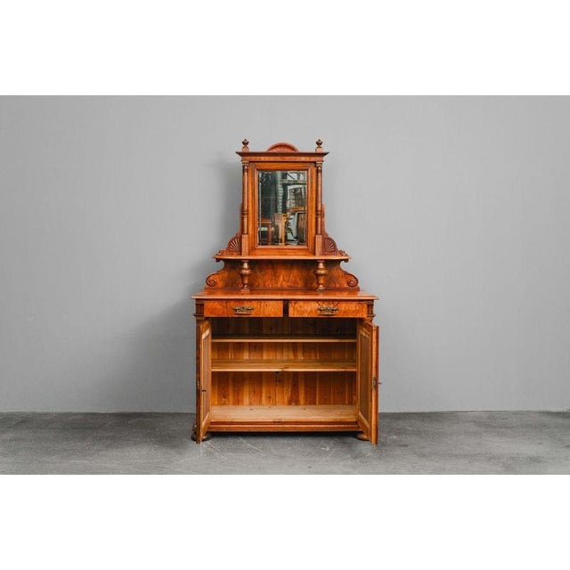 Gründerzeit Sideboard in Walnut with Mirrored Top, 1800s For Sale - Image 3 of 18