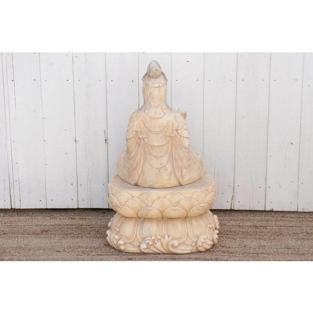 Stone Exceptional Finely Carved Marble Buddha For Sale - Image 7 of 13