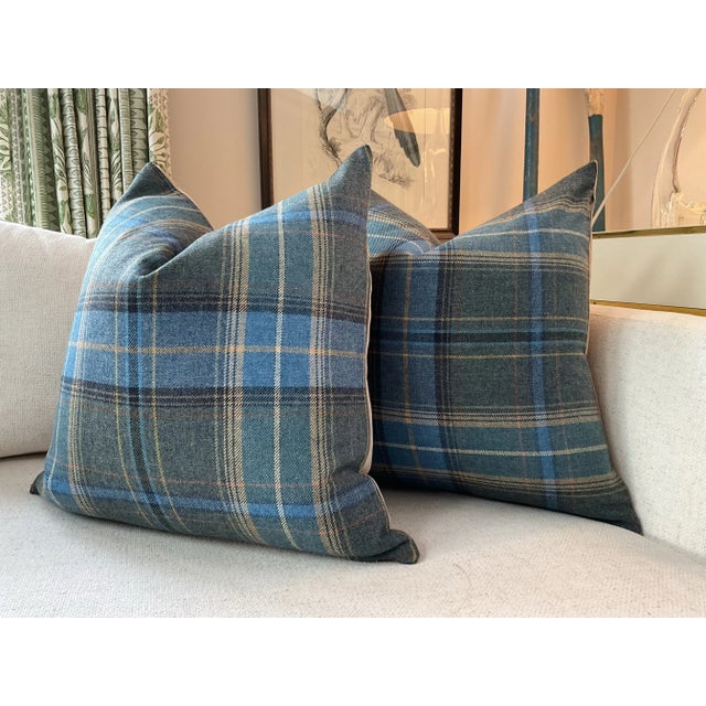 Textile Designer Pillow Bundle in Lee Jofa Mulberry "Shetland Wool” and Thibaut "Lincoln Toile" - Set of 4 For Sale - Image 7 of 8