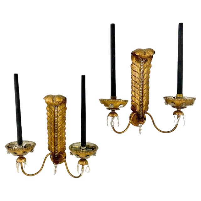 Wall Lights in the style of Baguès, France, 1940s, Set of 2 For Sale