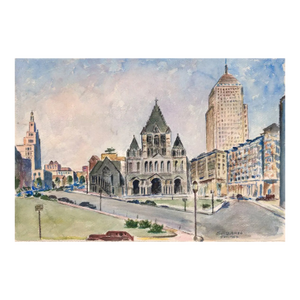 1952 John Dary Aiken Copley Square Boston Watercolor