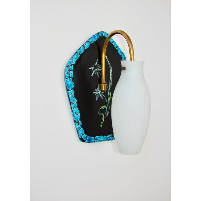 Wall Lamp in Ceramic, Brass, and Glass 1960s For Sale - Image 4 of 9