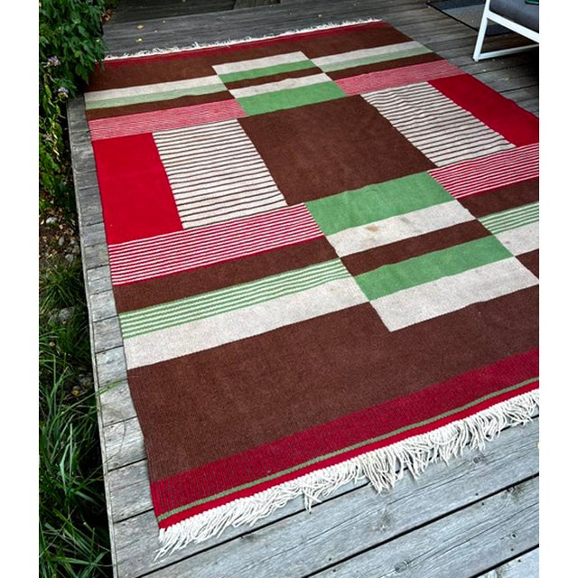Textile Large Mid-Century Modern Wool Rug, Czechoslovakia, 1960s For Sale - Image 7 of 15