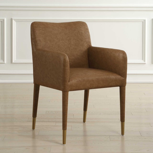 Kenneth Ludwig Chicago Conifer Camel Dining Armchair For Sale - Image 4 of 9