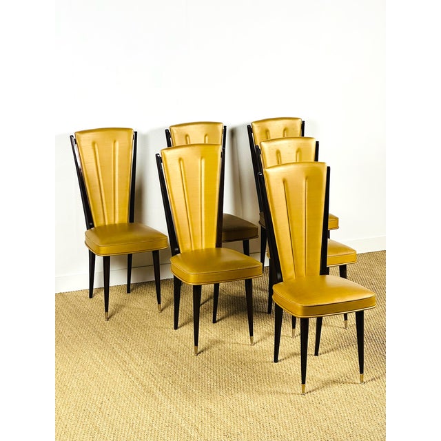 Mid-Century Modern French Art Deco Dining Chairs, 1940, Set of 6 For Sale - Image 3 of 18