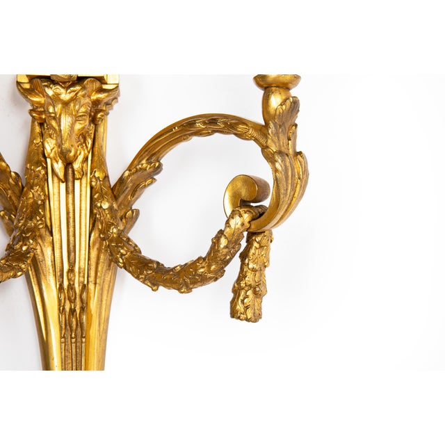 19th Century French Louis XVI Style Two-Light Wall Sconces Candelabra - a Pair For Sale - Image 9 of 14
