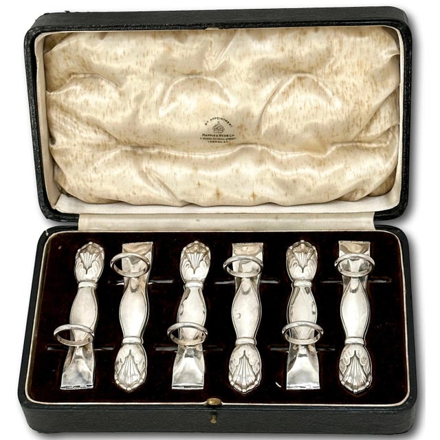 This is a Great Looking & Fine Quality Original Matching Set of 6 Antique Silverplate Asparagus Tongs in Their Original...