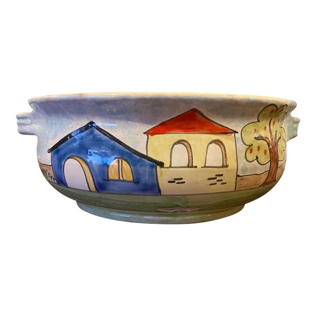 Vintage Hand Painted Nino Parrucca Pasta Bowl For Sale
