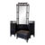 Vintage Chinoiserie Black Lacquered Bamboo Vanity Dressing Table With Mirror, Side Cabinets & Wicker Bench For Sale