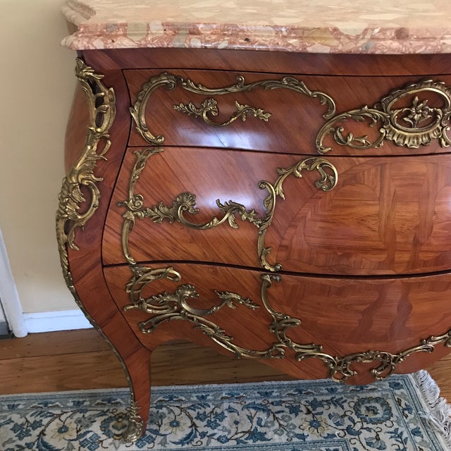Louis Xv Marble Top Three Drawer Bombe Chest Chairish