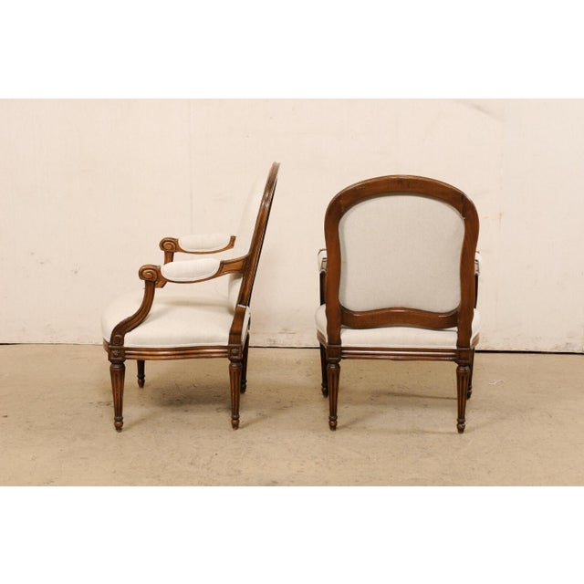 19th C. French Pair Upholstered Fauteuils For Sale - Image 12 of 12