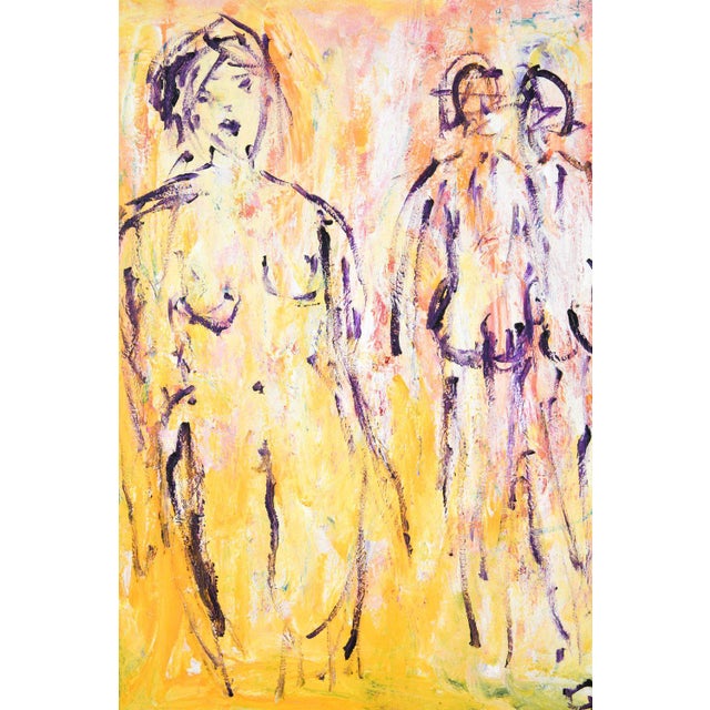 This striking original painting seamlessly blends abstract expressionism with classic figurative art. Featuring a bold,...