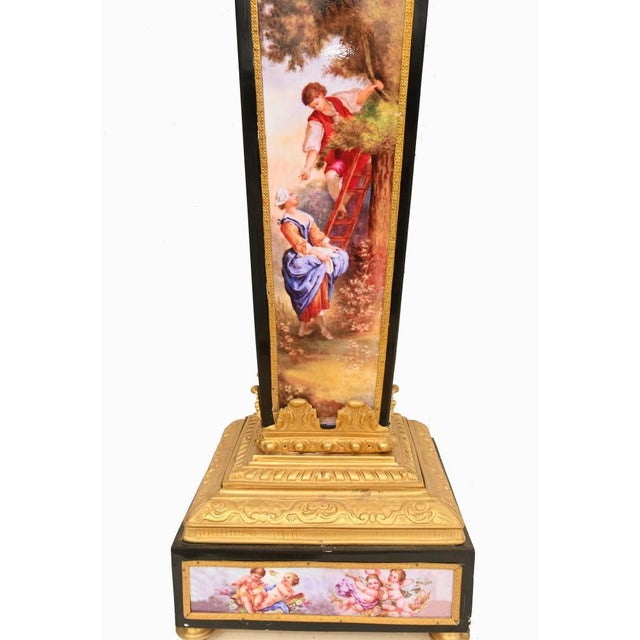 French Louis XVI Pedestals in Gilt Bronze and Porcelain, Set of 2 For Sale - Image 3 of 9