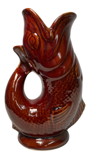 Vintage Brown Fish Glug / Gurgling Jug by Dartmouth Pottery in Devon, England