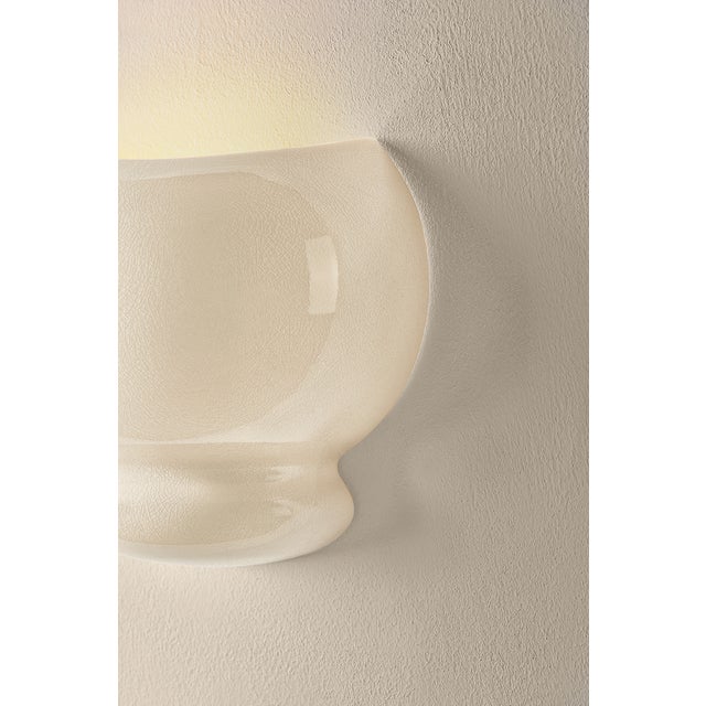 Mitzi Pia 10 in. 1 Light Wall Sconce in Aged Brass and Ceramic Butter Crackle Finish For Sale - Image 10 of 13