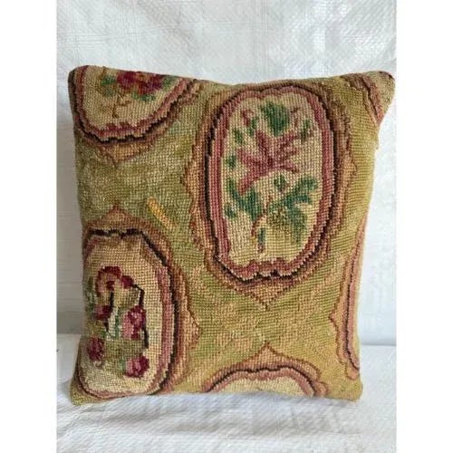Experience the timeless allure of the Victorian era with our meticulously crafted 1850 English Needlework Pillow....