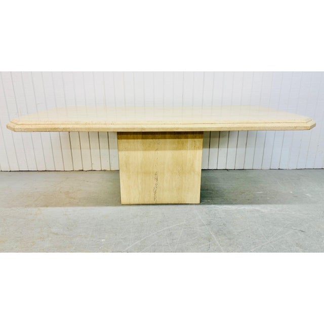 Vintage Italian Modern Travertine Dining Table For Sale - Image 4 of 9