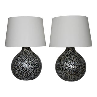 Mid 20th Century Moroccan Style Pearl Inlay Lamps - a Pair For Sale