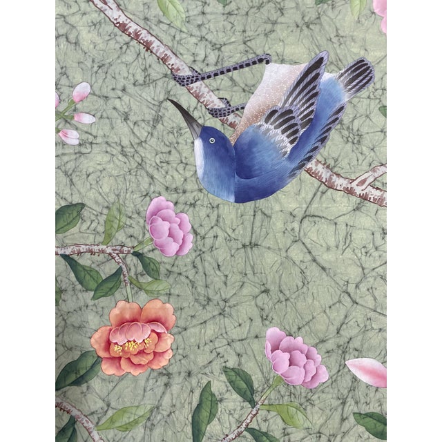 W36"*h90"/Panel, a Set of 18th Century Vintage Style Hand-Painted Chinoiserie Silk Wallpaper, Chinoiserie Panels , No Frame For Sale - Image 10 of 12