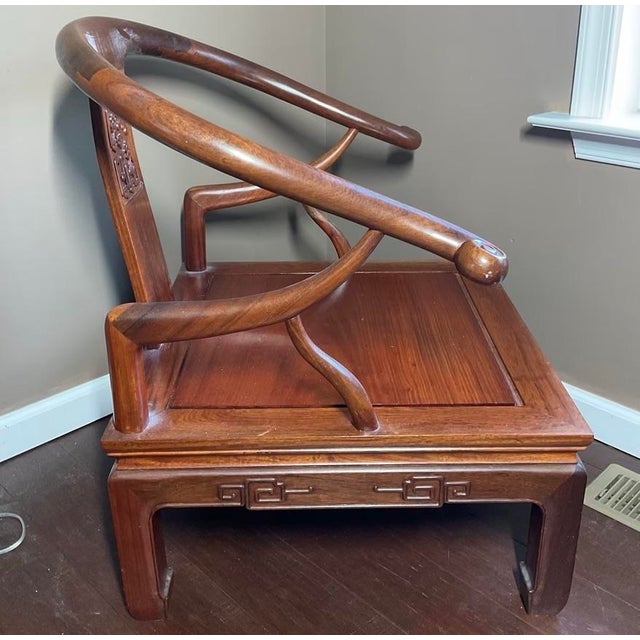 George Zee Vintage Ming-Style Horseshoe Armchair in Premium Rosewood For Sale - Image 4 of 9