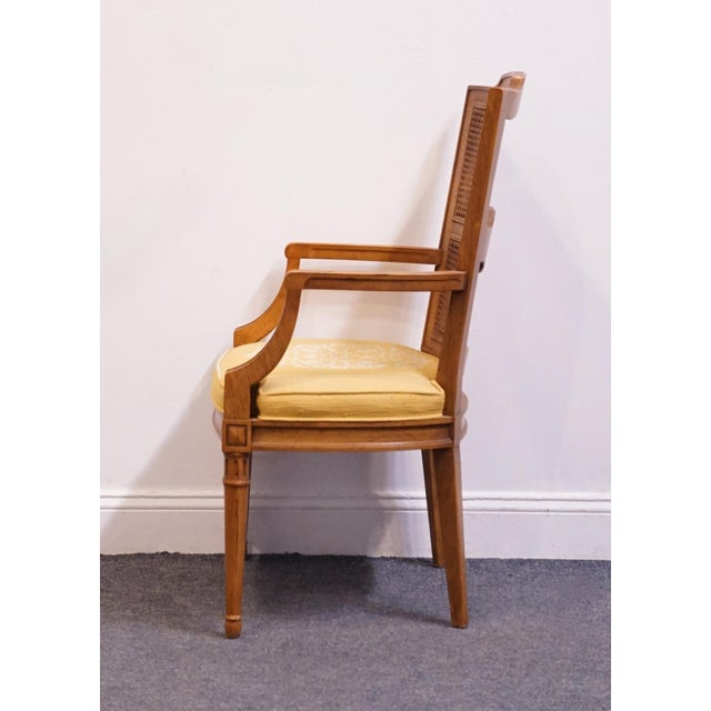Late 20th Century Henredon Furniture Walnut Italian Mediterranean Cane Back Dining Arm Chair For Sale - Image 5 of 10