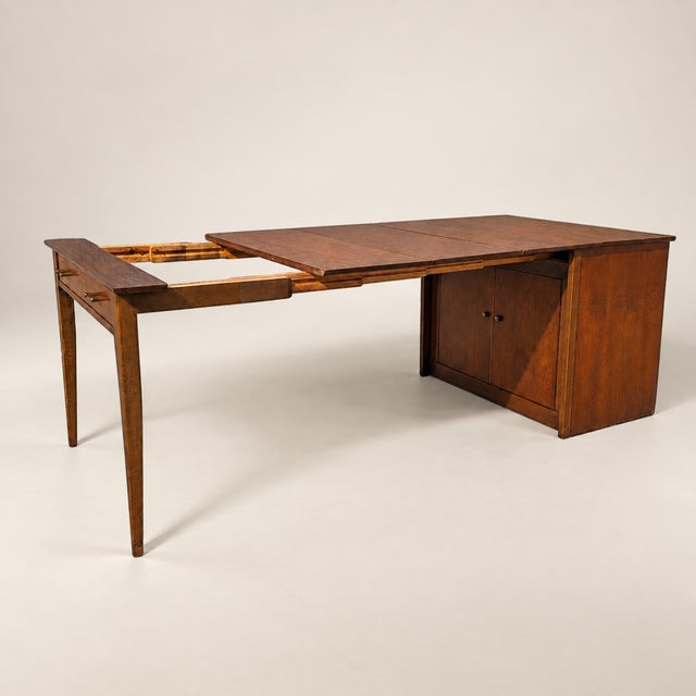 Saginaw Extendomatic Mid-Century Walnut Convertible Dining Table Cabinet For Sale In Los Angeles - Image 6 of 18