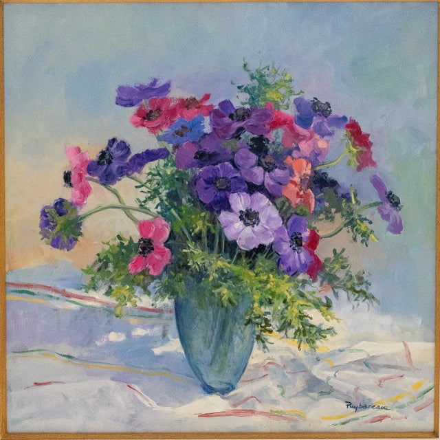 Early 21st Century Early 21st Century Annie Puybareau - Les Anemones De Caen, Oil on Canvas For Sale - Image 5 of 7