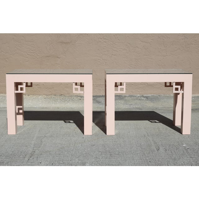 Vintage Blush Laminate Side Tables With Corner Accents and ...
