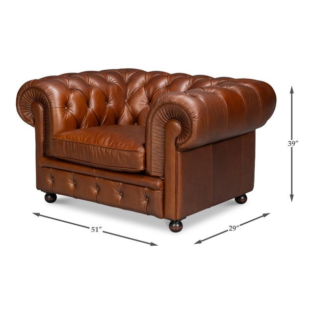 British Brown Leather Chesterfield Armchair For Sale - Image 11 of 11