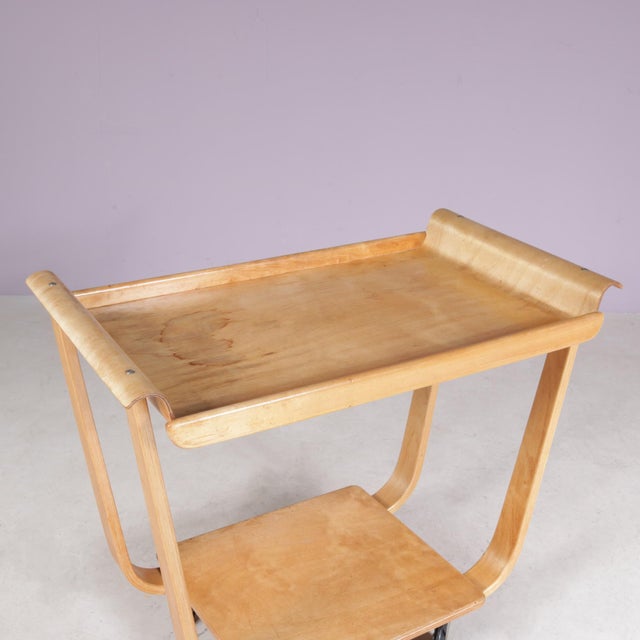 1950s birch trolley, model PB01, designed by Cees Braakman for Pastoe, Netherlands. This elegant and functional trolley...