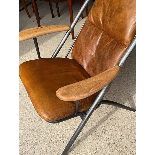 Vintage Lounge Chair in Tan Leather For Sale - Image 6 of 11