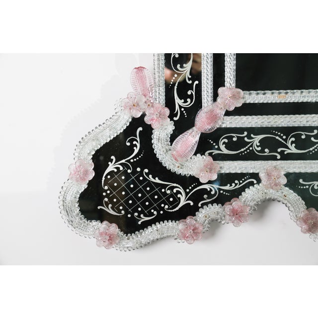 Glass Exceptional Extra Large Size Vintage Pink Murano Glass Wall Mirror, 1950s For Sale - Image 7 of 14