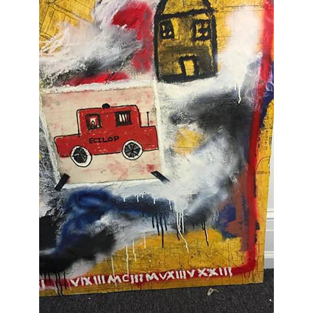 Mid-Century Modern Modernistic Painting in the Manner of Jean-michel Basquiat, Circa 1980 For Sale - Image 3 of 12