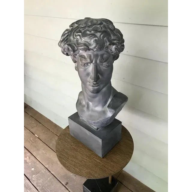 Late 20th Century 20th Century Plaster, Concrete & Resin Bust of David For Sale - Image 5 of 12