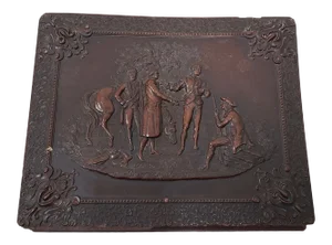 Mid 19th Century Gutta Percha Box W/ Photo's & Notes on Genealogy
