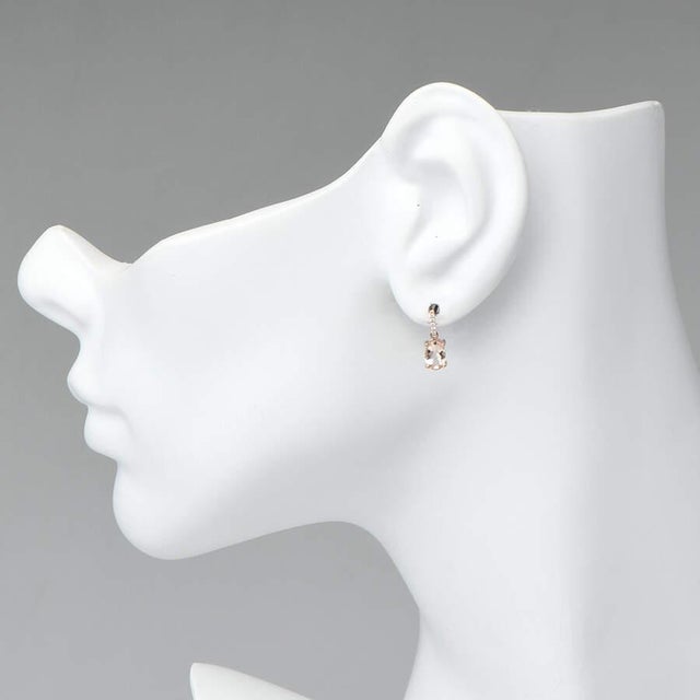 Contemporary 14KR Morganite(1.10) & Diamond(0.04) Drop Earrings, 2 pieces For Sale - Image 3 of 3