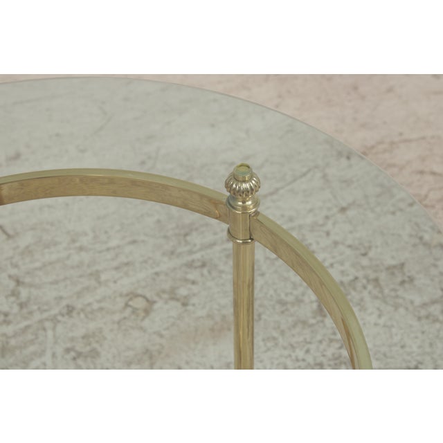 Metal Pair of Brass & Glass Round End Tables For Sale - Image 7 of 14