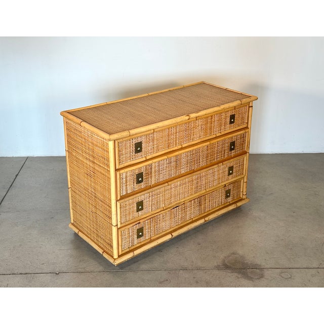 Wicker and Bamboo Chest of Drawers from Dal Vera, 1970s For Sale - Image 9 of 10