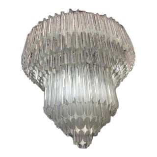 Murano Glass Chandelier With Quadriedro 45 Degrees Cut For Sale