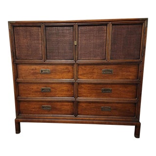 1970s Henredon Campaign Style Tall Gentlemans Chest of Drawers For Sale