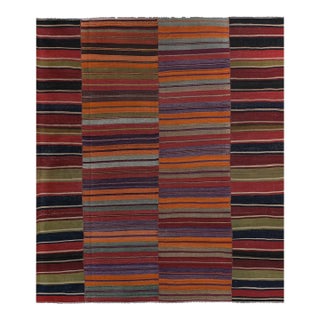 1960s Oversize Bohemian Striped Wool Kilim Rug 10'5'' X 11'8'' For Sale