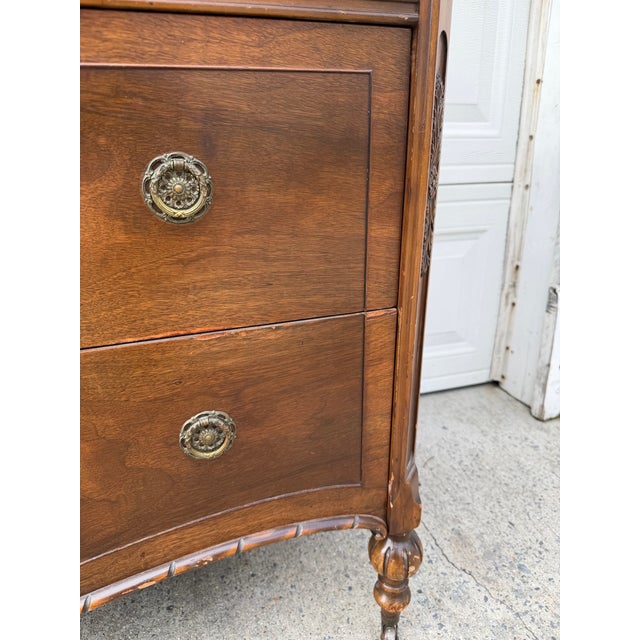 Antique Victorian Revival Walnut Dresser With Ornate Carved Details For Sale - Image 9 of 12