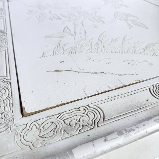 Vintage Ming Style White Carved Coffee Table For Sale - Image 4 of 9