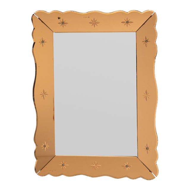 19th Century France Art Deco Tan Wood Mirror For Sale