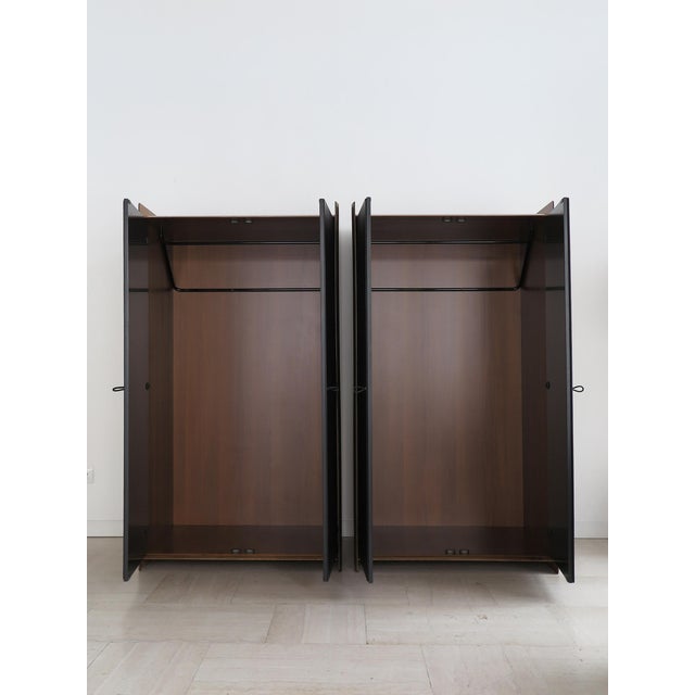 1970s Wooden and Leather Wardrobes by Afra & Tobia Scarpa for Maxalto, Italy, 1970s, Set of 2 For Sale - Image 5 of 18