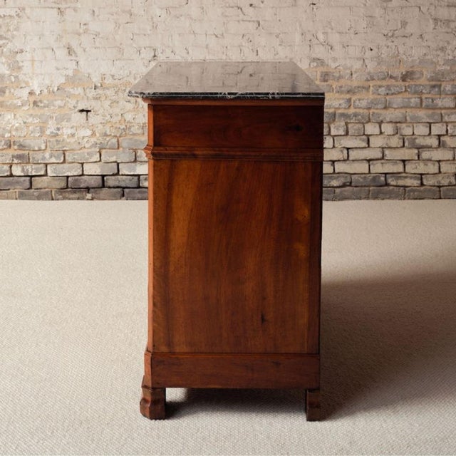 19th Century French Walnut Chest of Drawers With Marble Top For Sale - Image 4 of 14