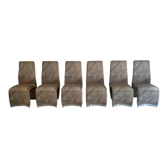 1970s DIA Ribbon Side Chairs With Chrome Base Trim - Set of 6 For Sale