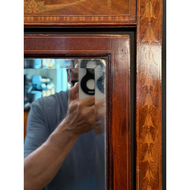 Cheval or Standing Dressing Mirror With Inlaid Mahogany Frame From England For Sale - Image 17 of 18